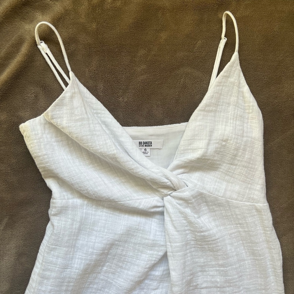 BB Dakota White Midi Dress with Slit - Picture 7 of 8